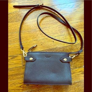 Perlina black leather crossbody